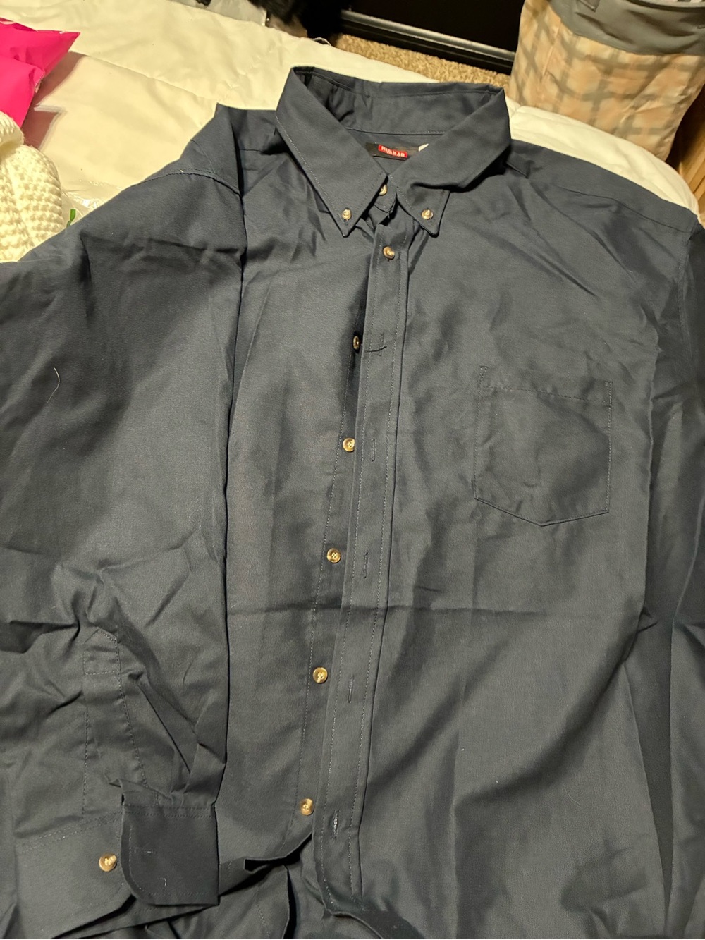 Men's Red Kap Dark Blue Button-Down Work Shirt with Chest Pocket Size 3X